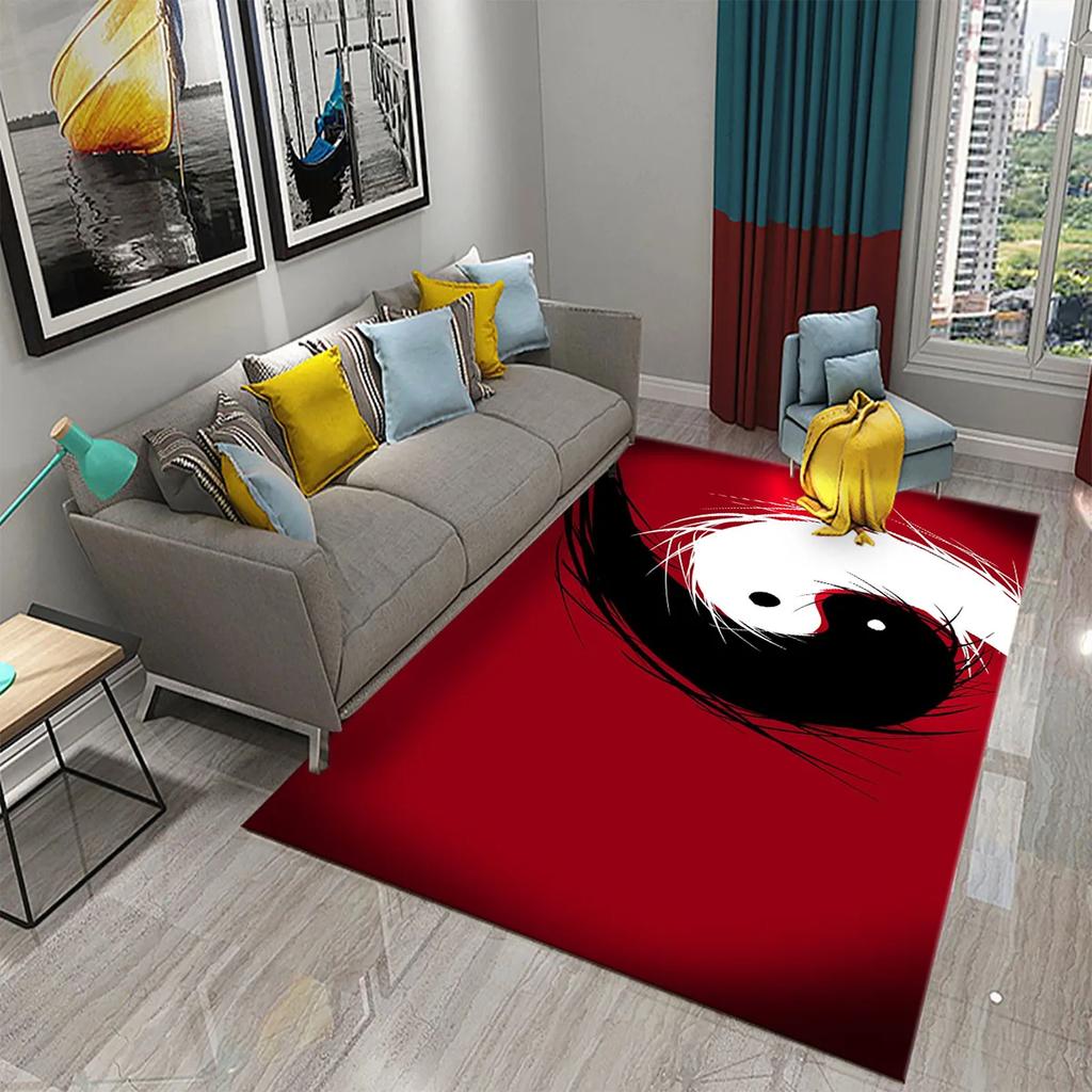 3D Yin Yang Carpet Black and White Rugs Bathroom Door Non-slip Mat Porch Living Room Kitchen Door Mat Bedroom Balcony Decor Mat
