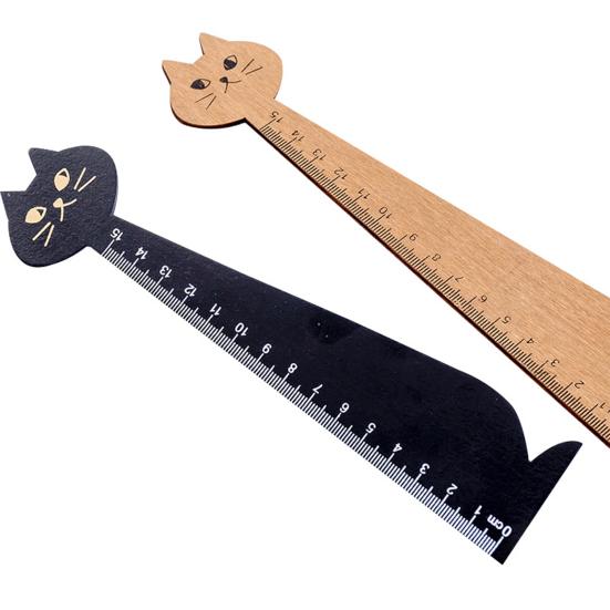 Creative Cartoon Cute Cat Kitten Straight School Supplies Stationery Wooden Ruler