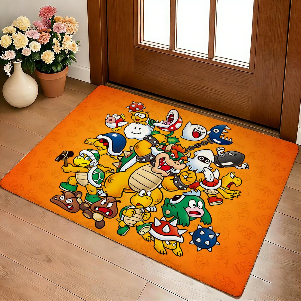 Classic Anime Game MM-Marios Character Floor Mat Cozy Flannel Soft Thick Non-Slip Mat For Living Room Bedroom Kitchen Decor Rugs