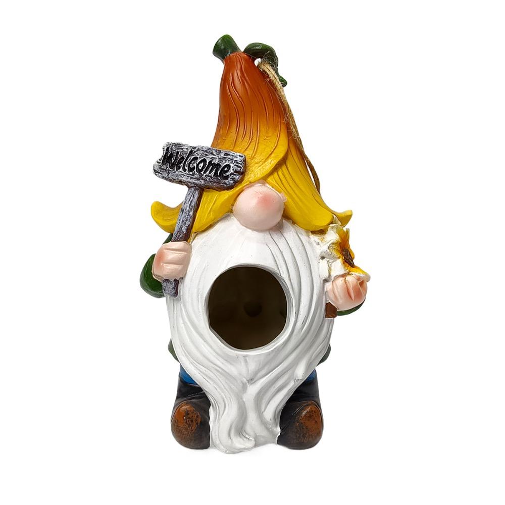 

Изделия из смолы Белый бородатый гном Скворечник Вентиляционные отверстия Кормушка Хижина Патио жёлтый