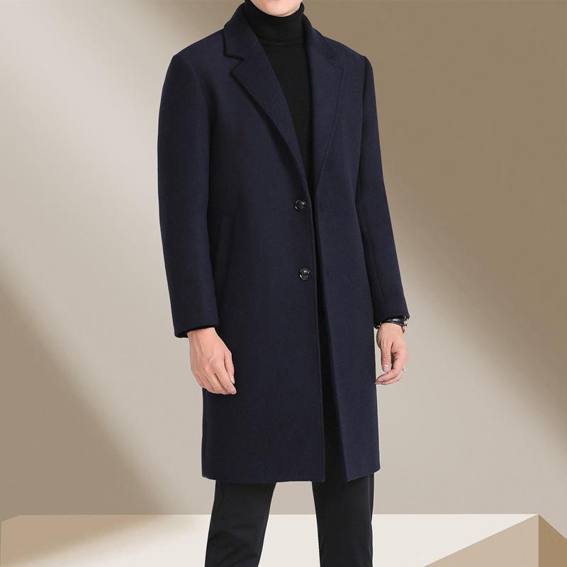 Winter Mid-Length Woolen Overcoat for Middle-Aged & Young People - Lapel Fashion Casual Style