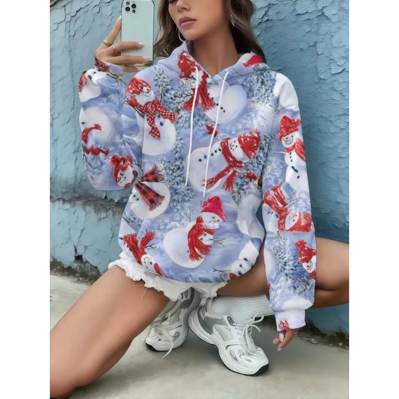 Fashion Women's Hooded Sweater 3D Casual Color Printing Casual Long Sleeve Sweater