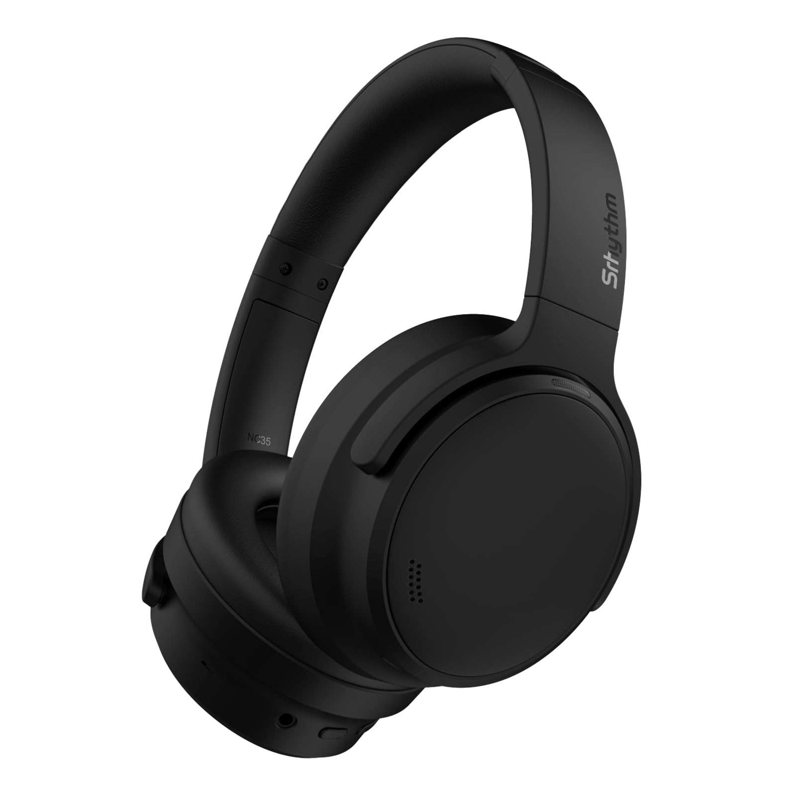 

Srhythm NC35 Wireless Bluetooth Hybrid Noise Cancelling Headphones with and AUX Wired 140 Hours of Continuous ENC Ambient Sound Spatial and App чорний
