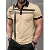 Stylish Striped Short-sleeved Polo Shirt, Versatile and Comfortable for Daily Wear.