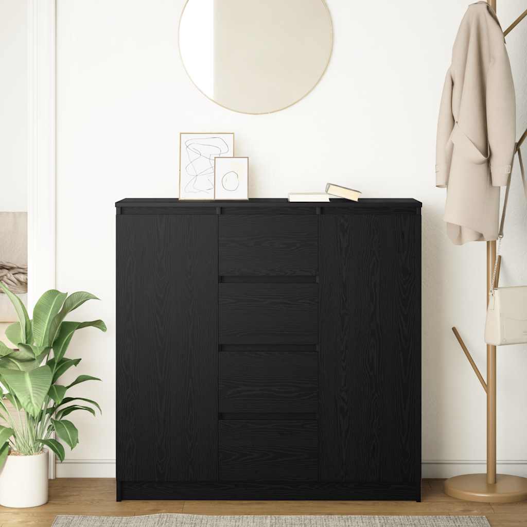 Sideboard with Drawers Black Oak Effect 100.5 x 35 x 98.5 cm