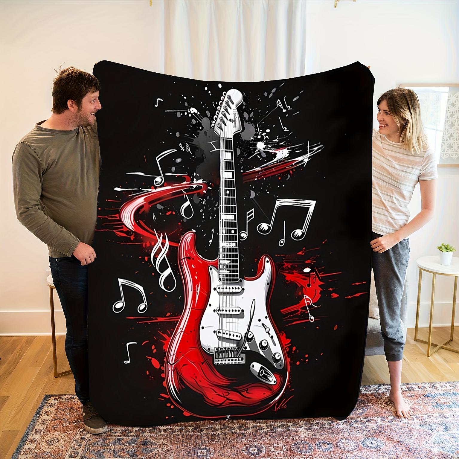 

Rock Guitar Flannel Blanket – Modern Black Red Throw – Soft Warm All-Season Gift – Stylish Sofa Bed Decor 75x90cm