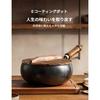 Deerou Ancient Forged Iron Pot, Large Belly, Non-Stick, 24cm with Lid, Suitable for Home, Camping, and Restaurants (Single Pot with Wooden Lid)