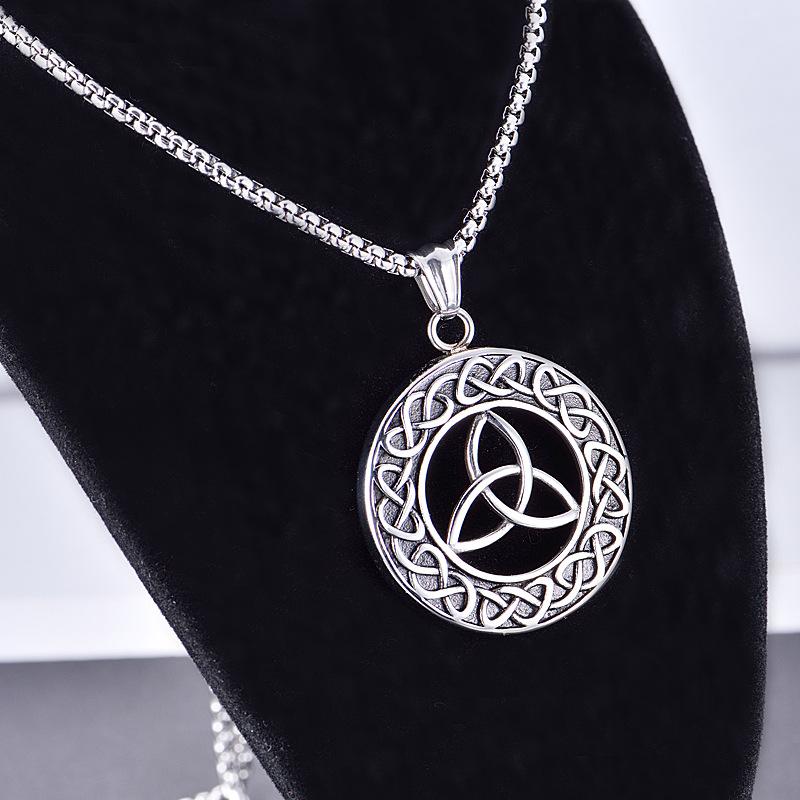 Silver Color Fashion Hollow Titanium Steel Pendant Vintage Triangle Hollow Men's