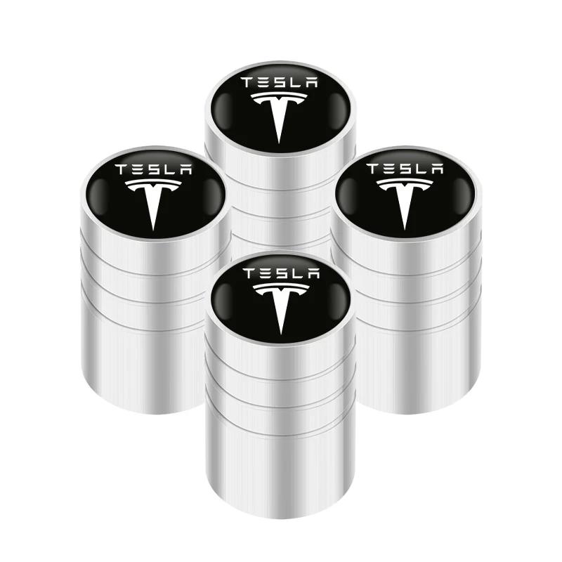 Car Sticker Tesla 4pcs Aluminum Alloy Car Wheel Tire Valve Caps Tyre Rim Stem Covers For Tesla Model 3 Model X Y Style Roadster