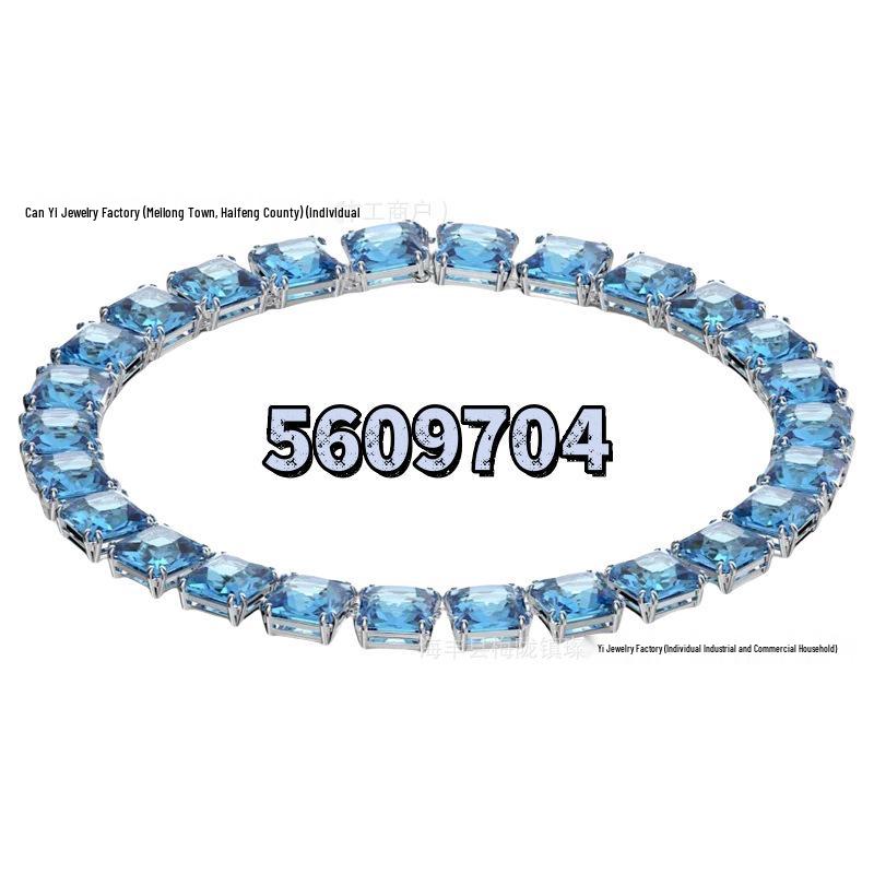 Shi Family Exquisite Purple Octagonal Rhinestone Necklace & Choker Bracelet Set