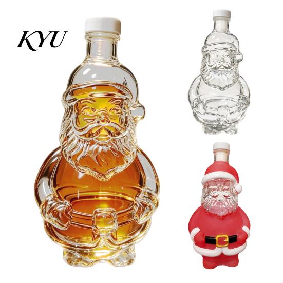Unique Christmas Gift for Men Santa Claus Whiskey Decanter Liquor Storage, 320ml Glass Wine Ornament Spirits Bottle, Decorative Holiday Container Home