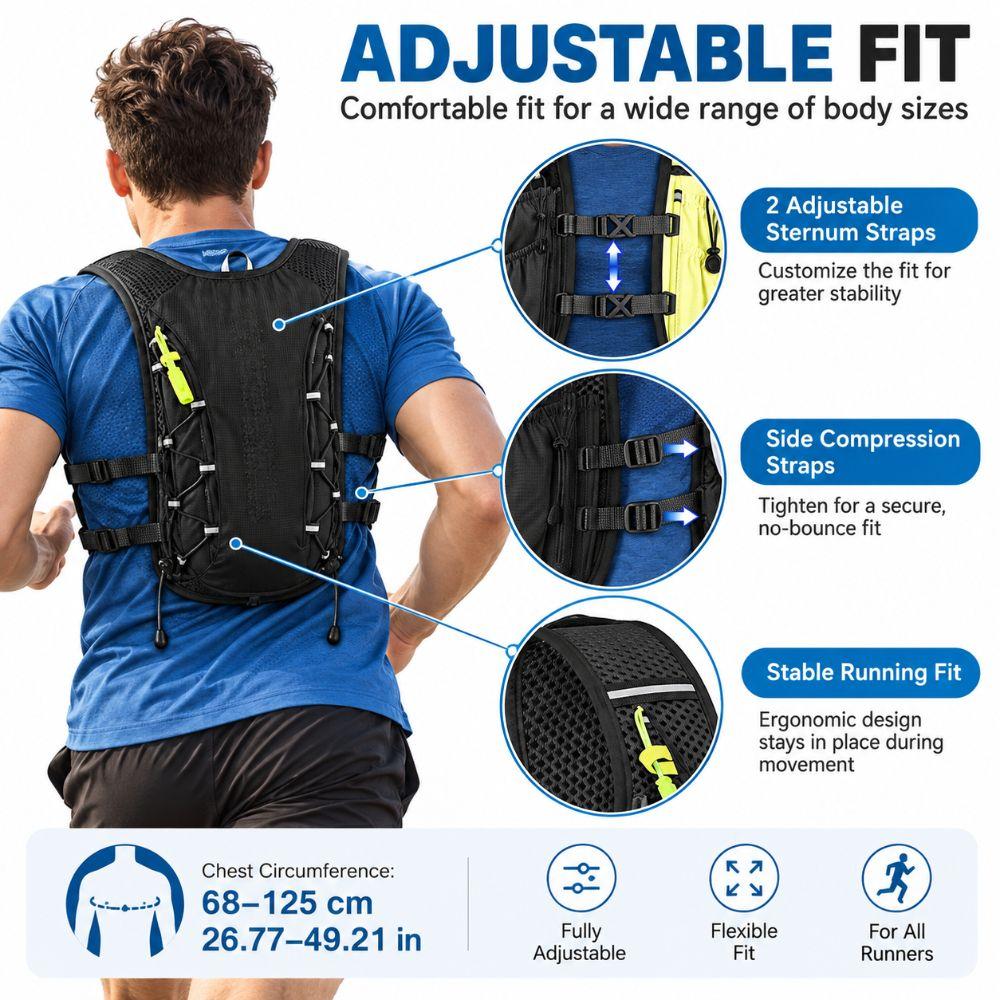 Breathable Trail Running Pack Lightweight Hydration Backpack Running Vest Pack  Outdoor Running