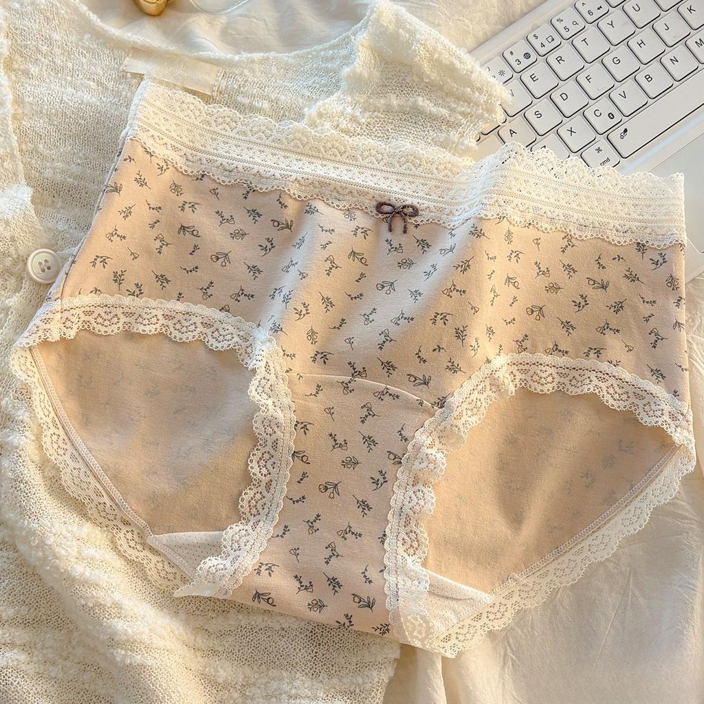 Ladies Summer New Romantic Lace Lace Full Print Floral 10A Bacteriostatic Extended File Middle Waist Triangle Briefs