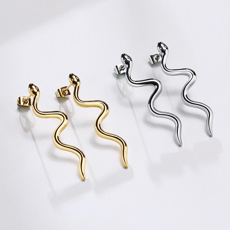 Drop Snake Earrings Stainless Steel Dangle Earrings for Women Girls Bohemian Jewelry