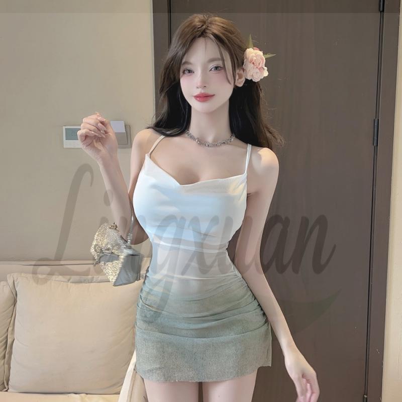 Women's Strapless Sexy Gradient Dress - 2026 New Short Tight Hip Wrap Skirt