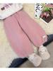 Meng Tang Tang Girls' Plus Velvet Cartoon Pants - Stylish Winter Wear for Kids