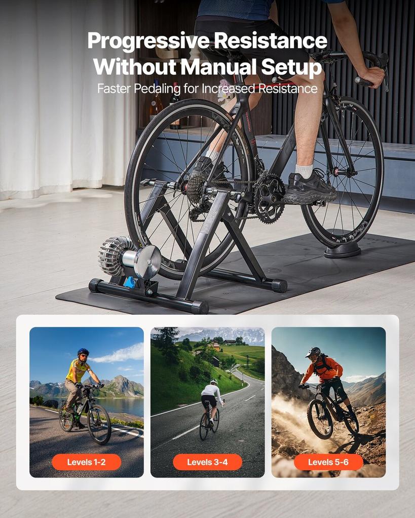 Bike Trainer, 660.4-736.6 mm & 700C Wheels, Foldable Fluid Bicycle Stationary Trainer Stand for Indoor Exercise Riding with Quick Release Skewer &