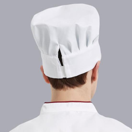 Yousheng Chef Hat Solid Color Flat Top Pleated Design Breathable Cotton Chef Hat Adjustable Fit Lightweight Cooking Cap