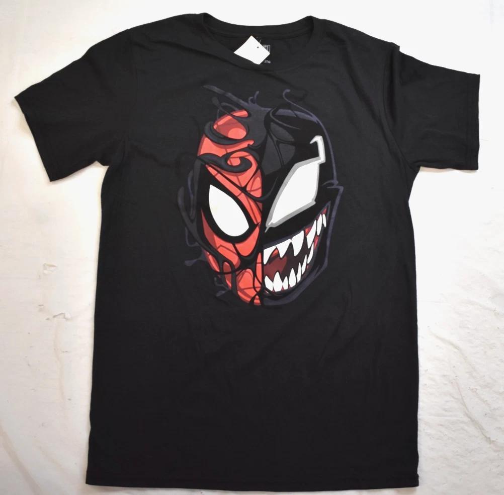 

Marvel Youth Boys Spider-Man Venom Split Mask Graphic Black Shirt NWT 2XL 4XL