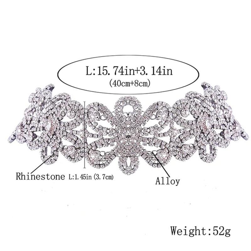 Trendy Pattern Rhinestone Necklace, Fashionable Exaggerated Party Sexy Necklace Accessories Female Necklace