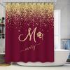 Luxury Bathroom Shower Curtain Gold Sparkle Red Velvet Design for Spa-like Bath Experience Personalized with Name Initials 72 X