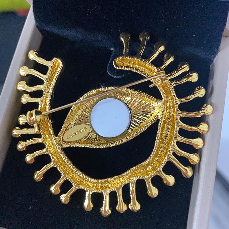 Dilly Snow Blue Evil Eye Brooch - Retro Corsage Pin with Turkish & American Influence