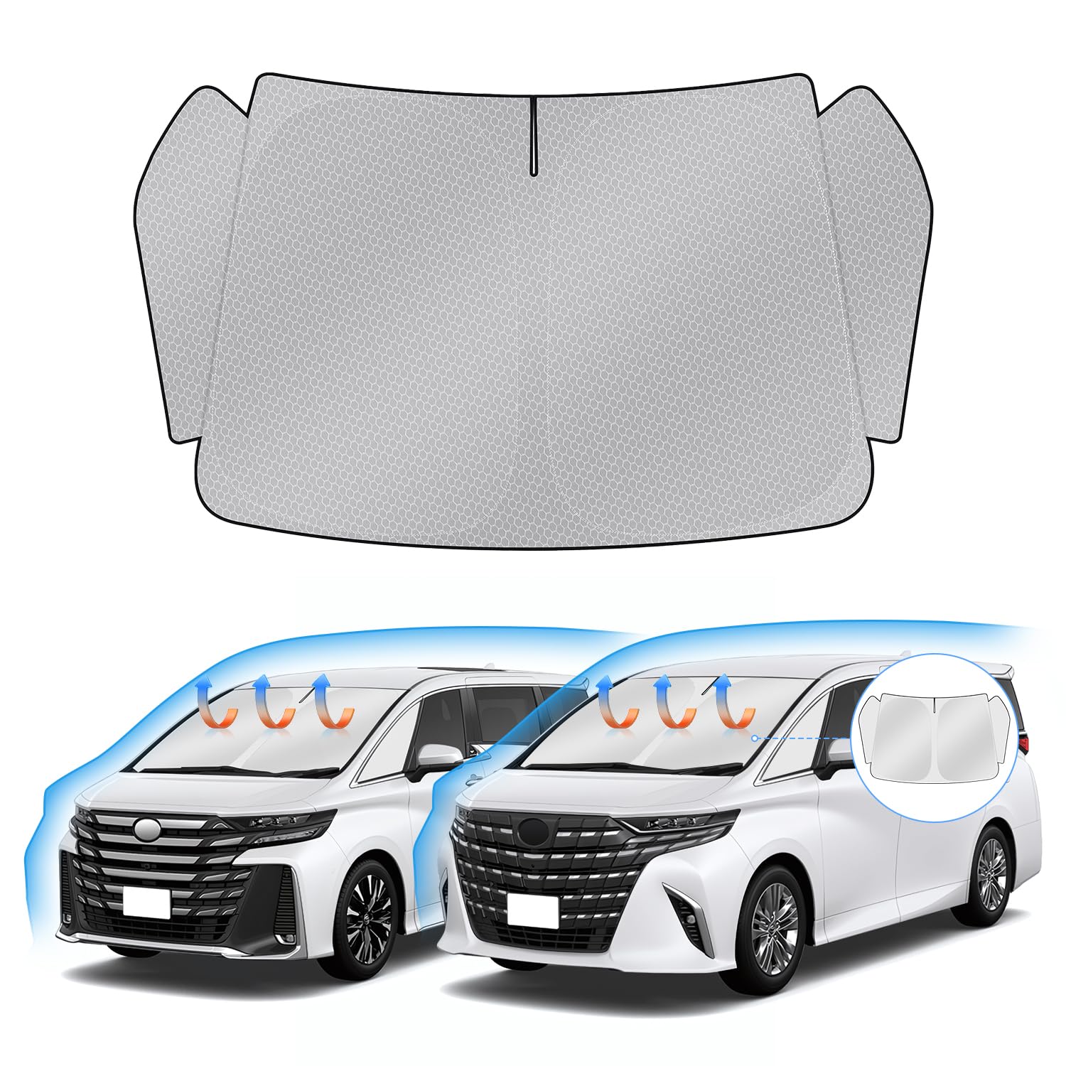 

Toyota New Alphard Vellfire 40 Series Солнцезащитный экран на лобовое стекло ALPHARD VELLFIRE 40 Рейва Автомобильный солнцезащитный экран Защита от УФ-лучей Затемняющий экран Солнцезащитный экран с ручкой Солнцезащитный экран серый