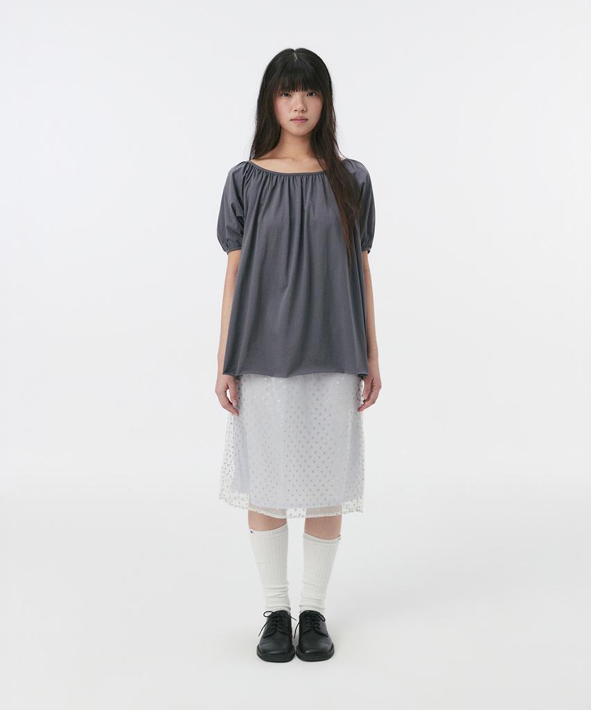 Ohesio Sheer Dot Midi Skirt, Cream