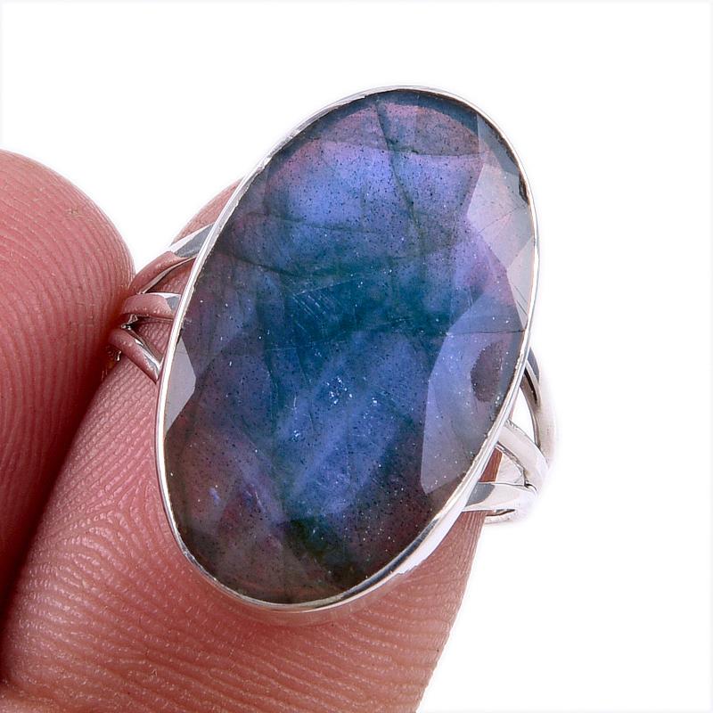 

Natural Labradorite Gemstone 925 Solid Sterling Silver Jewelry Ring Size 7 b9s31