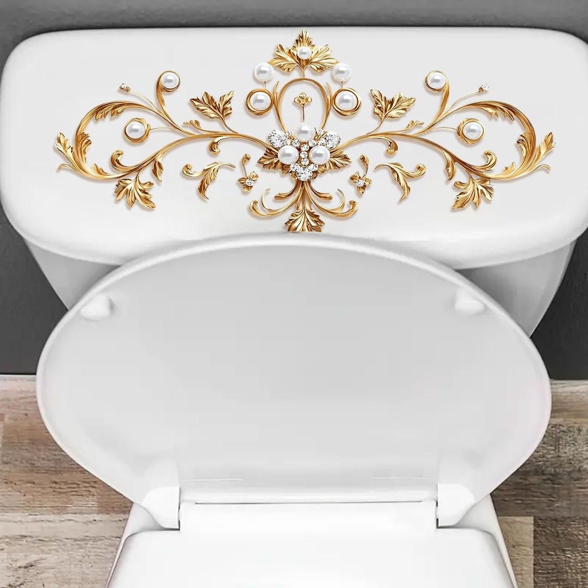 

1PC Gold Pattern Diamond Bathroom Toilet Toilet Sticker Decorative Sticker Beautification Waterproof Self-adhesive Tear-off Sticker