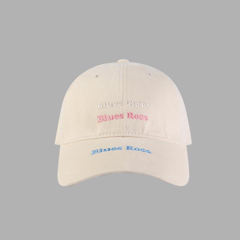 

Versatile letter embroidered baseball cap showing face small hat women s three-line letter Blues cap big head circumference regular size (56-58cm) бежевый