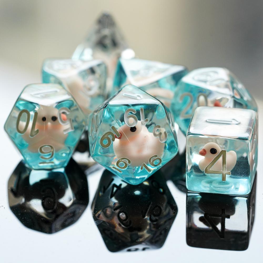 Cusdie Dadi Animali DnD Carini Resina 7 Pezzi Vari D4 D6 D8 D10 D% D12 D20 Set di Dadi Poliedrici per Giochi di Ruolo D&D Giochi da Tavolo