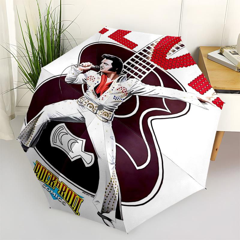 1pc ELVIS ROCK 'N' ROLL Automatic Open,Windproof, Compact Travel Umbrella, Gift for Birthday, Christmast93081