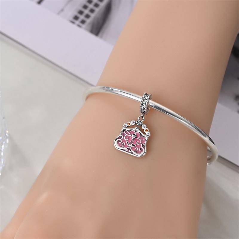 Copper Plated Magic Mirror Princess Angel Pink Charm Beads Suitable Fit Panoriginal Bracelet Exquisite Diy Jewelry