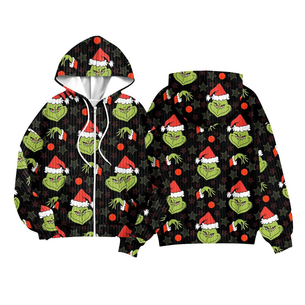 Children Girls And Boys Fashion Jacket Casual Printed Long-sleeved Hooded Cardigan Sweatshirts