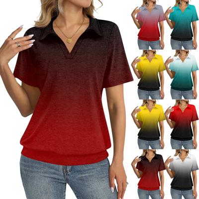 Women's Fashion Casual Lapel Short Sleeve Printed Shirt Women's Up Tops