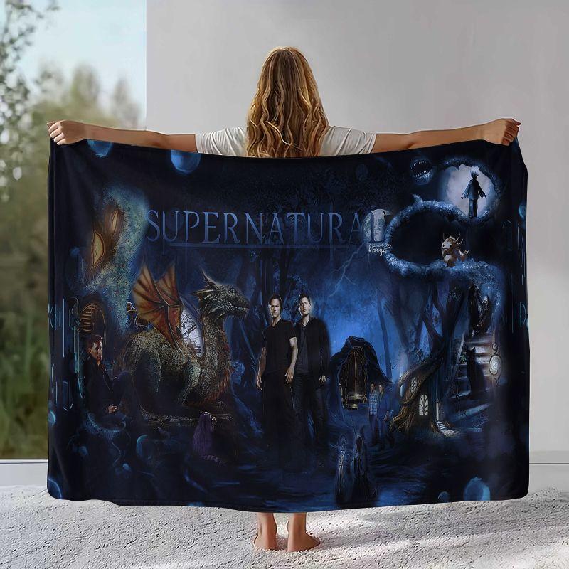 SPN Supernatural Dean Sam TV Flannel Blanket,Ultra Soft Warm Plush Throw for Home Bedroom Bed Sofa Cover Office Camping Picnic
