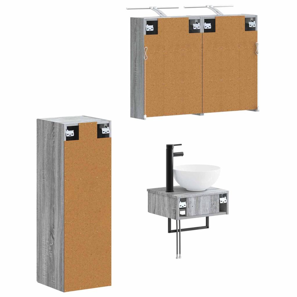 Bathroom Cabinet Set 4 pcs Grey Sonoma 43 x 16 x 62.5 cm