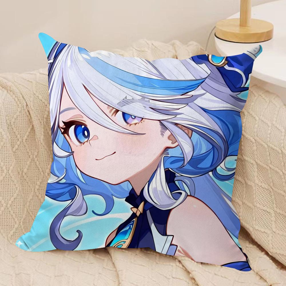 

Genshin Impact Furina Cushion Cover Silky Short Plush Sofa Pillow Cover Hidden Zipper Soft Dustproof Case for Home Decor 30cmx30cm