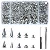 354-Piece Punk Rivet Set: Conical Leather Decoration Studs with Tool