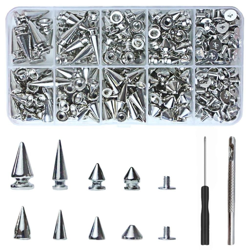 354-Piece Punk Rivet Set: Conical Leather Decoration Studs with Tool