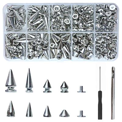 Set di 354 Rivetti Punk: Borchie decorative coniche in pelle con attrezzo