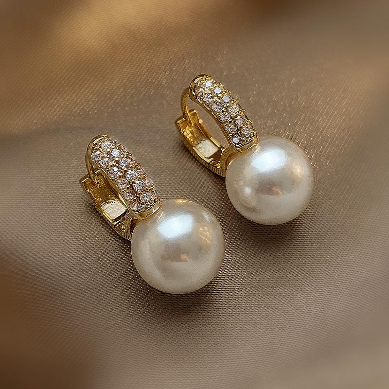 Korean Fashion 925 Silver Pearl Drop Earrings For Women