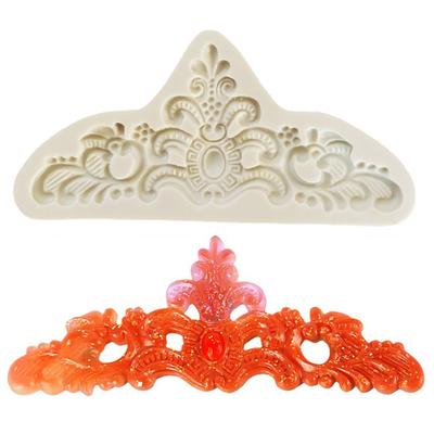 Fondan Kalıp Yapışmaz Kolay Kalıptan Çıkarma Gıda Sınıfı Retro Kabartma Desen Taç Cupcake Topper Kalıp Pişirme