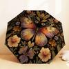 1pc Butterfly Flowers Automatic Folding Umbrella, Heavy Duty 8 Rib Iron Frame,  Suitable for Travel, Daily Use, Birthday, Decor Gift M0104078