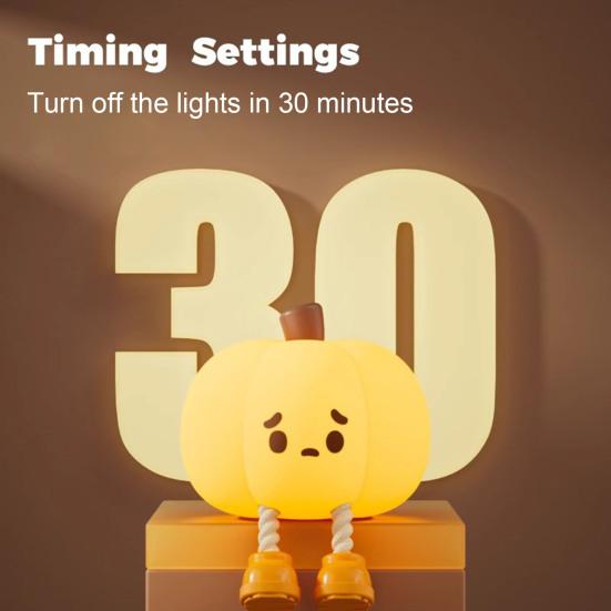 Halloween Pumpkin Night Light Soft Glow Timer Function Cordless Rechargeable Dimmable Silicone Bedside Lamp Party Decor