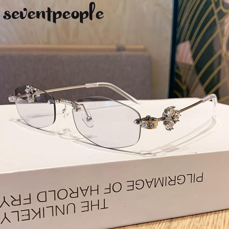 Small Frame Rhinestone Polygon Sunglasses Women  Luxury Brand Fashion Y2K Punk Metal Sun Glasses Retro Prescription Eyewear