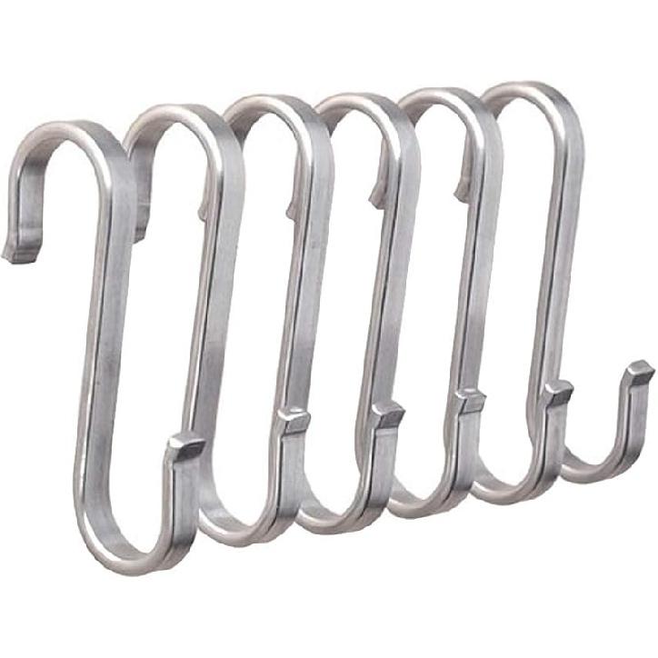 Heavy Duty 304 Stainless Steel S Shaped Metal Hanging Hooks for Hanging, Metal Kitchen Pot Pan Hanger Storage Rack Closet S Type Hooks(10PCS) Large