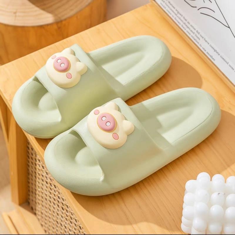 Slippers Female Super Soft Pig Head Pattern Sandals Summer Home Anti-slip Thick Bottom Bathroom Couple Bottom Slippers
