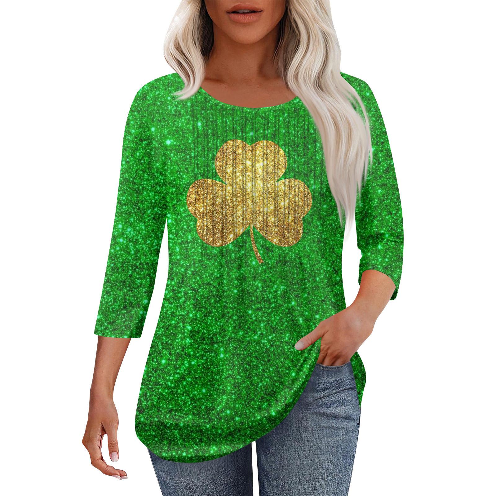 

Жіноча модна повсякденна плісована футболка з круглим вирізом і сімома чвертями рукавів S